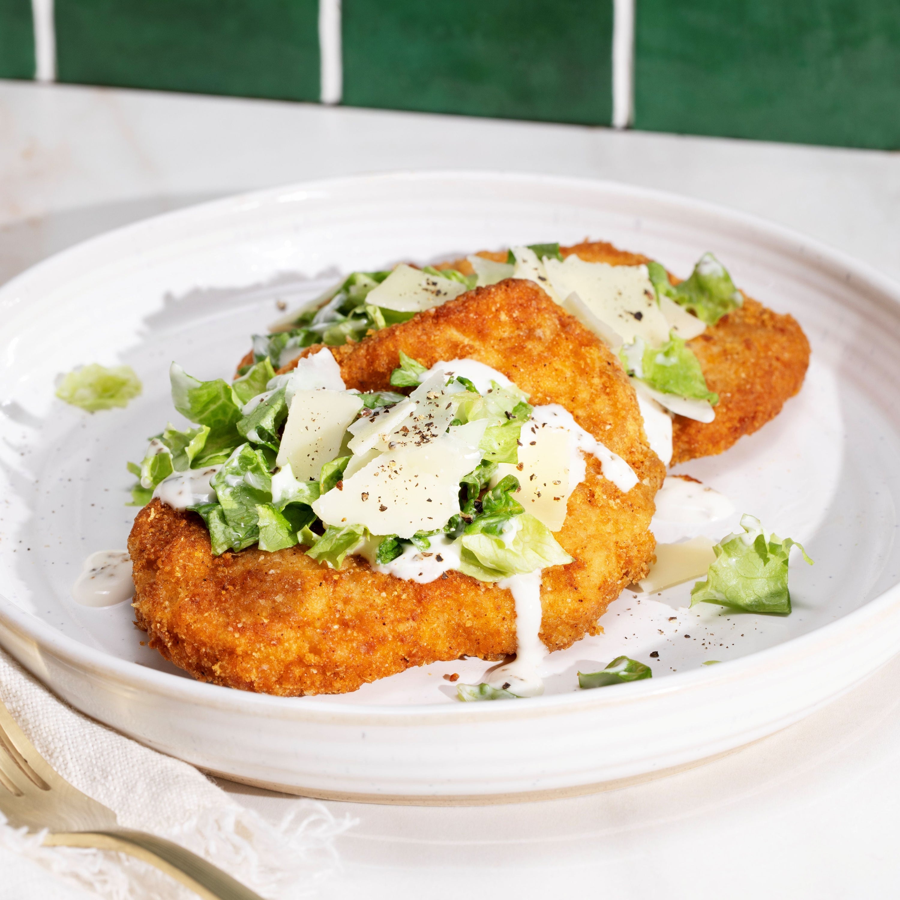 Chicken Fillet with parmesan, lettuce, and caesar dressing