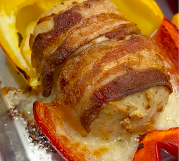 High Protein Bacon and Chicken Stuffed Peppers