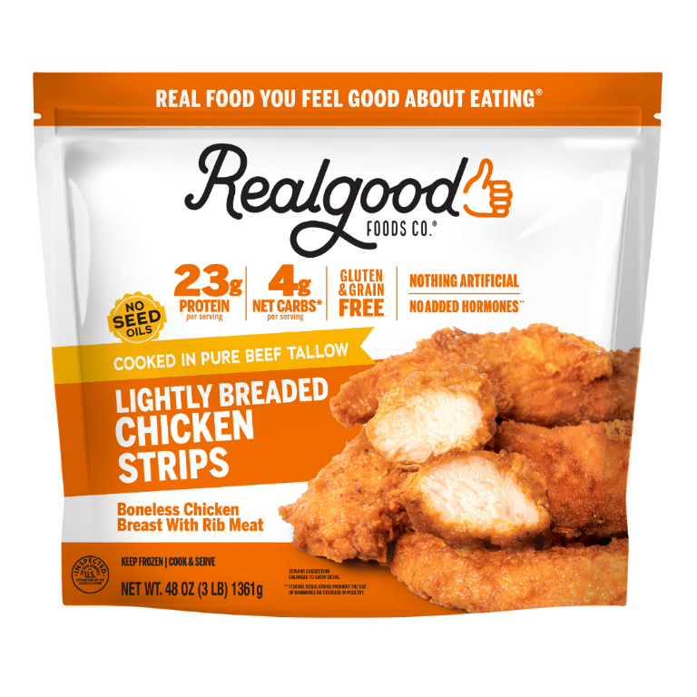 Costco Lightly Breaded Beef Tallow Fried Chicken Strips – Real Good Foods