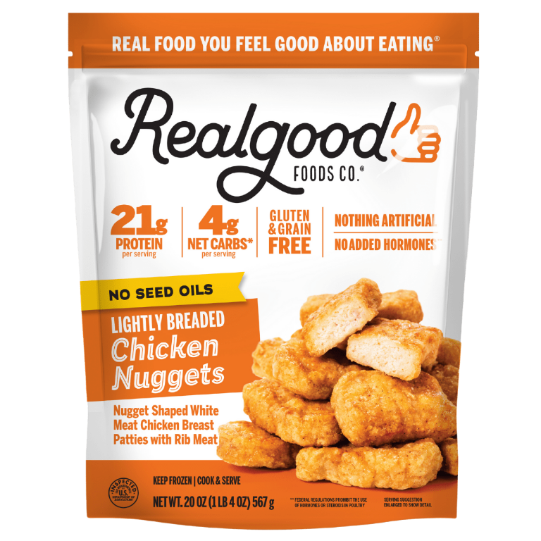 Realgood Foods Co. Realgood Foods Co. No Seed Oil Lightly Breaded Chicken Nuggets, 20 oz Bag (Frozen) — product image