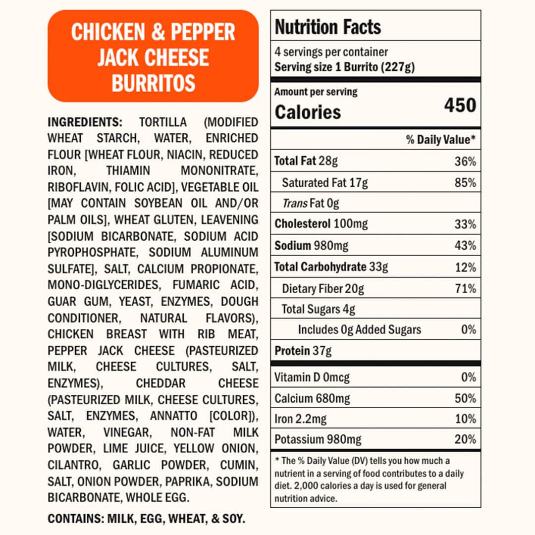 Real Good Foods Costco Chicken & Pepper Jack Cheese Burritos
