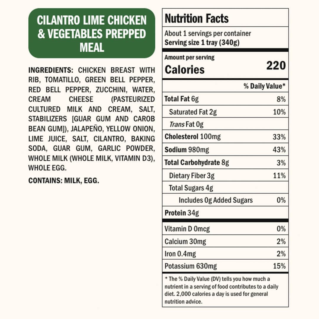 Real Good Foods Cilantro Lime Chicken Prepped Meal