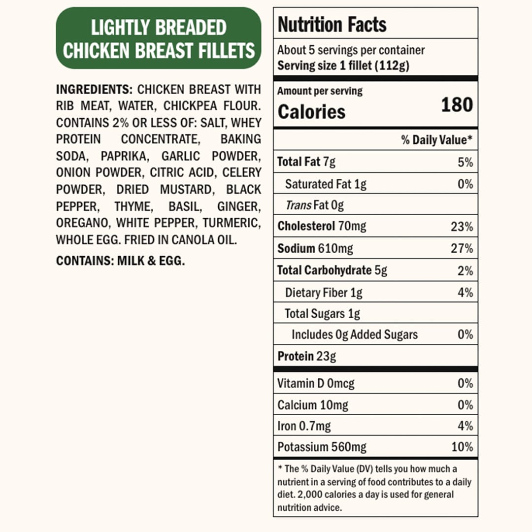 Real Good Foods Lightly Breaded Chicken Breast Fillets
