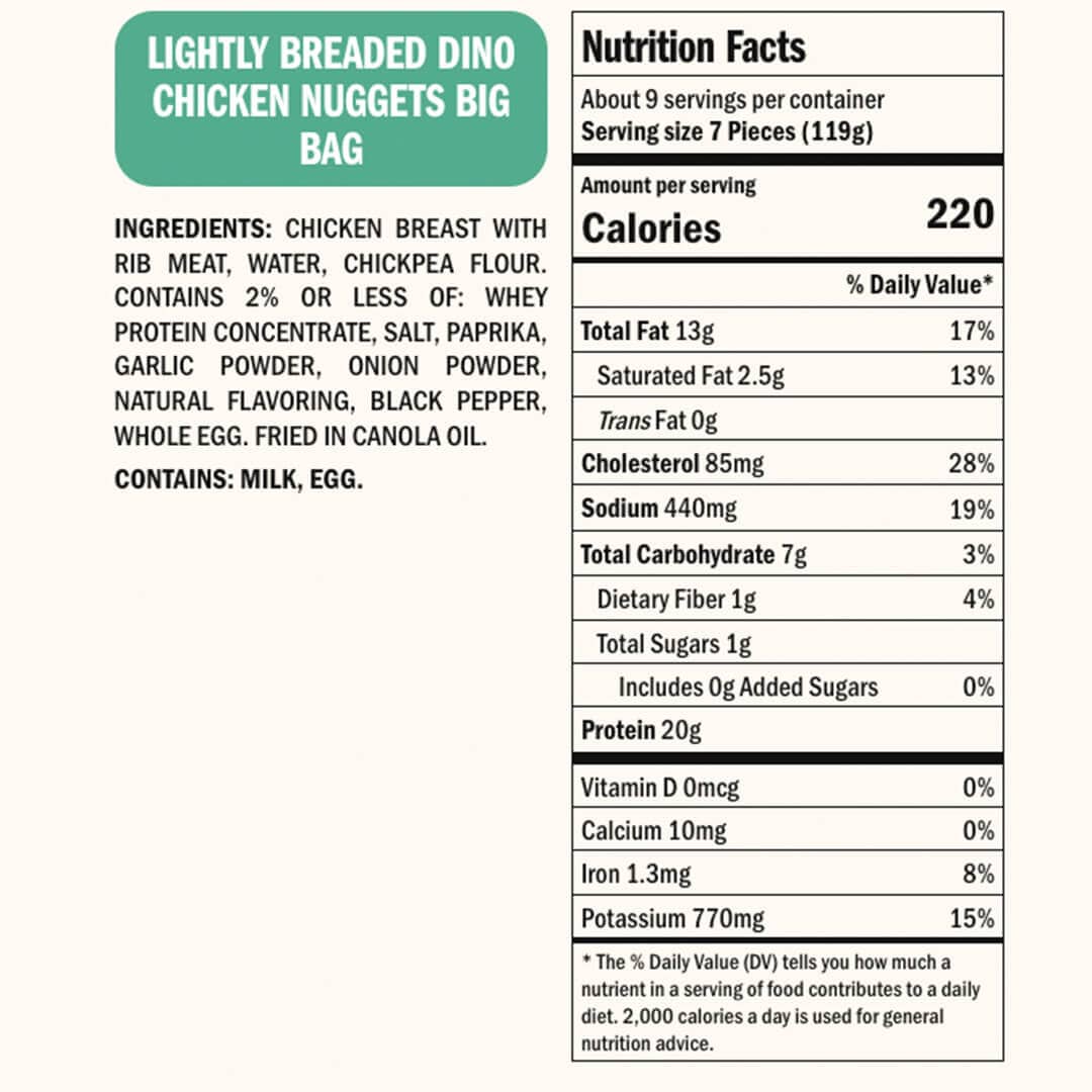 Real Good Foods Lightly Breaded Dino Nuggets - BIG Bag
