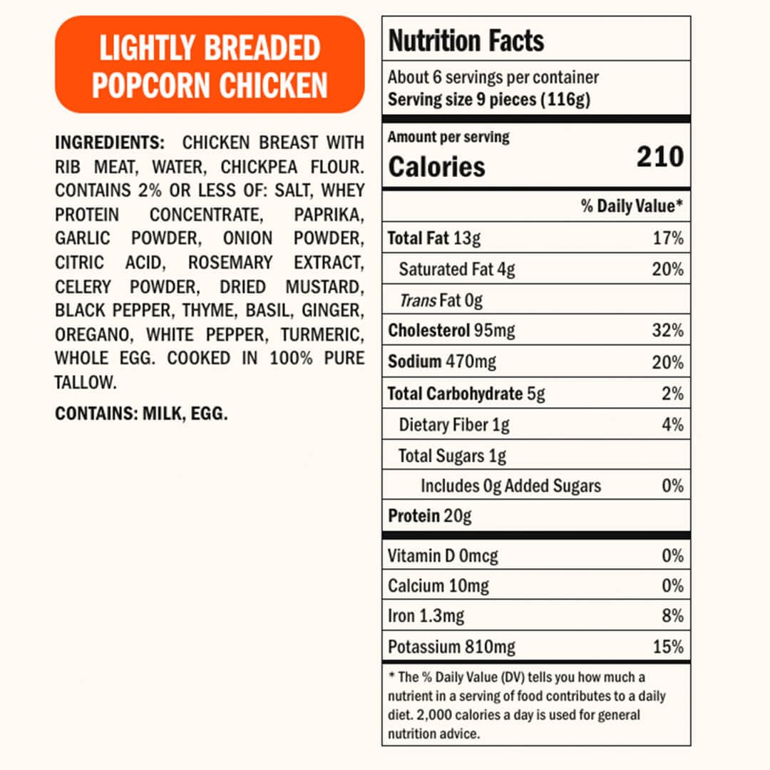 Real Good Foods No Seed Oil Lightly Breaded Popcorn Chicken