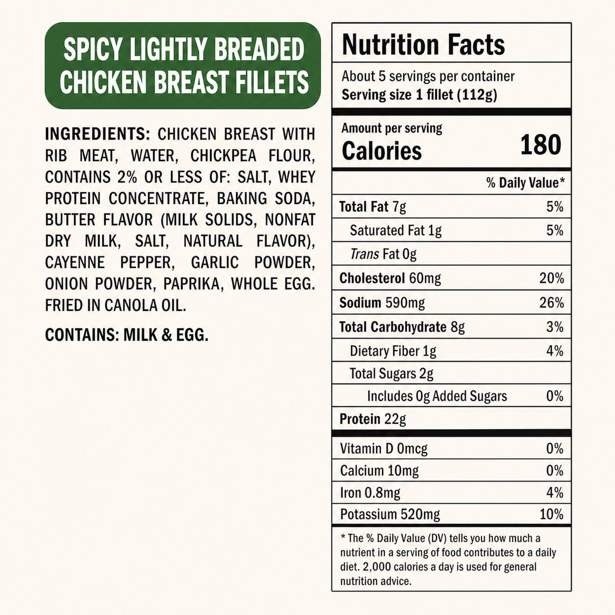 Real Good Foods Spicy Lightly Breaded Chicken Breast Fillets