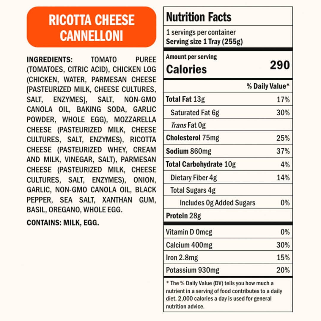 Real Good Foods Ricotta Cheese Cannelloni
